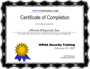 HIPAA Training Certificate of Completion